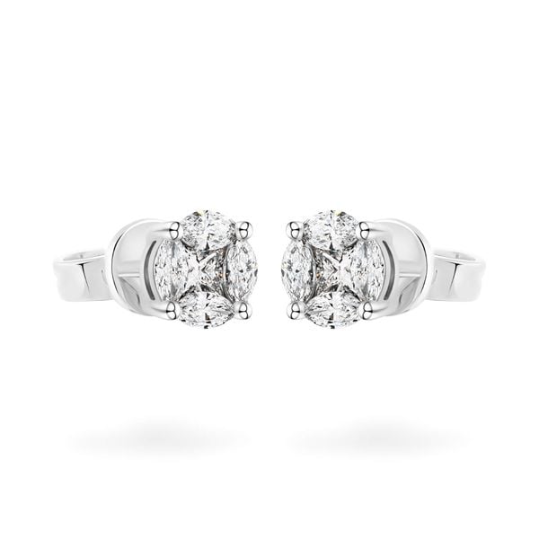 Hoa tai vàng trắng 14K gắn kim cương DOJI AFER700015F2DA1