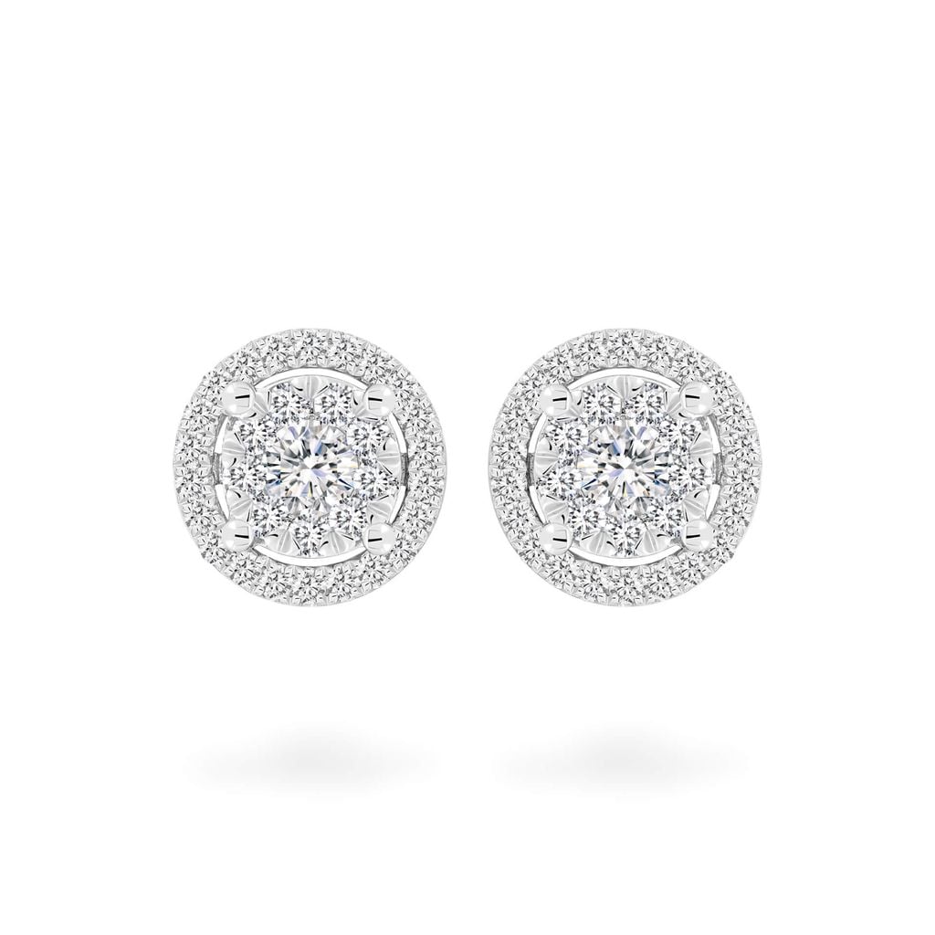 Hoa tai vàng trắng 14K gắn kim cương DOJI AFER700017F2DA1 