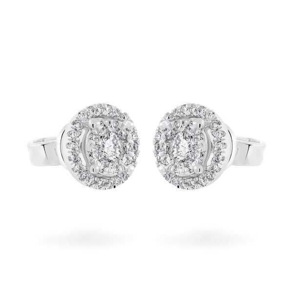 Hoa tai vàng trắng 14K gắn kim cương DOJI AFER700017F2DA1