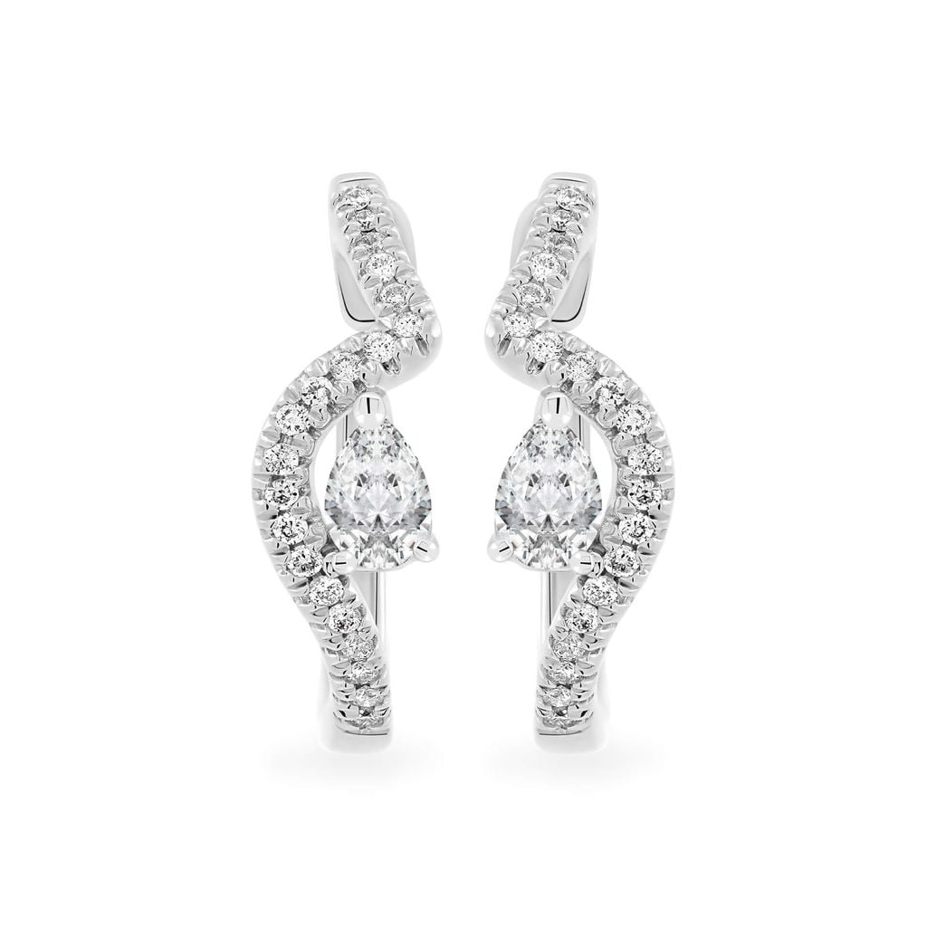 Hoa tai vàng trắng 14K gắn kim cương DOJI AFER700021F2DA1 