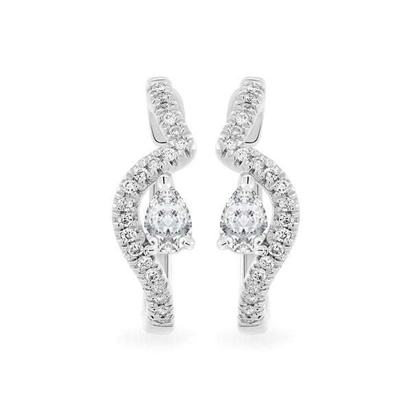 Hoa tai vàng trắng 14K gắn kim cương DOJI AFER700021F2DA1