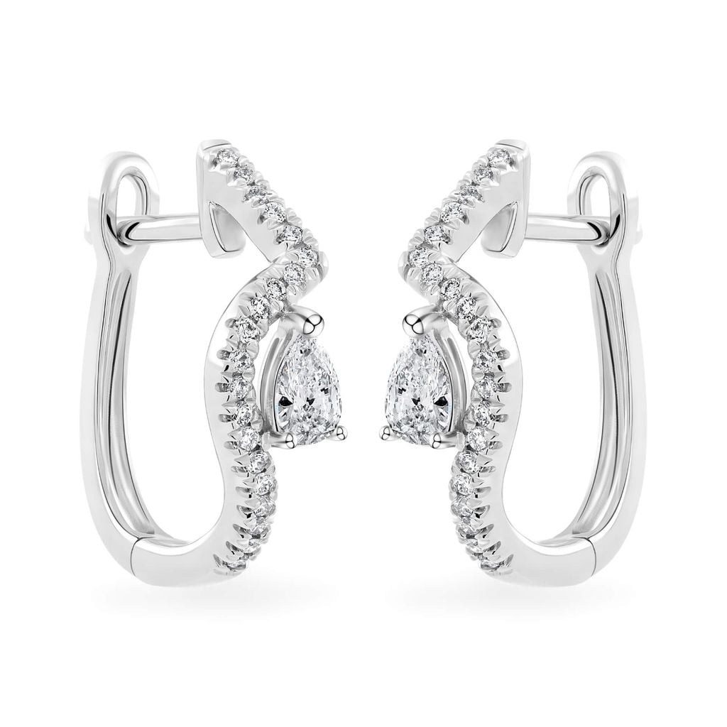 Hoa tai vàng trắng 14K gắn kim cương DOJI AFER700021F2DA1 