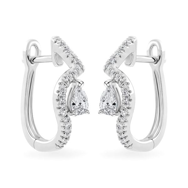 Hoa tai vàng trắng 14K gắn kim cương DOJI AFER700021F2DA1