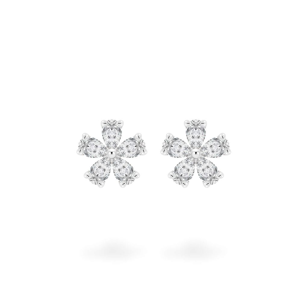 Hoa tai vàng trắng 14K gắn kim cương DOJI AFER700022F2DA1 