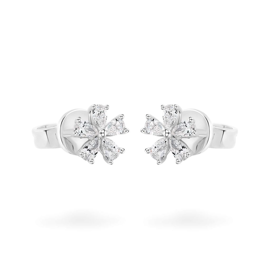 Hoa tai vàng trắng 14K gắn kim cương DOJI AFER700022F2DA1 