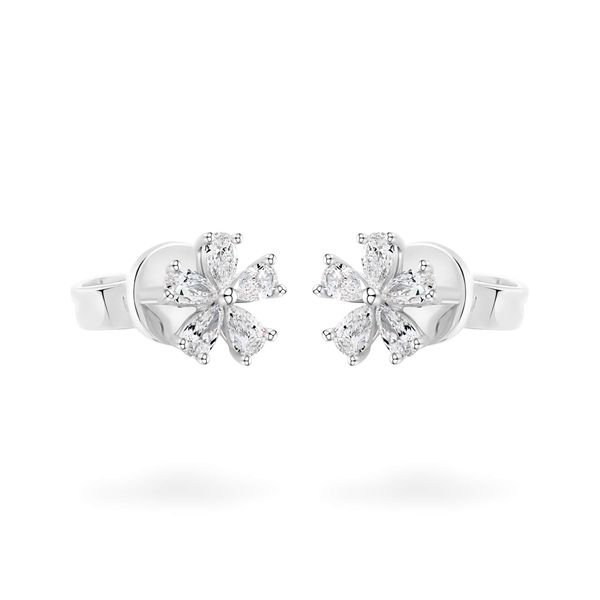 Hoa tai vàng trắng 14K gắn kim cương DOJI AFER700022F2DA1