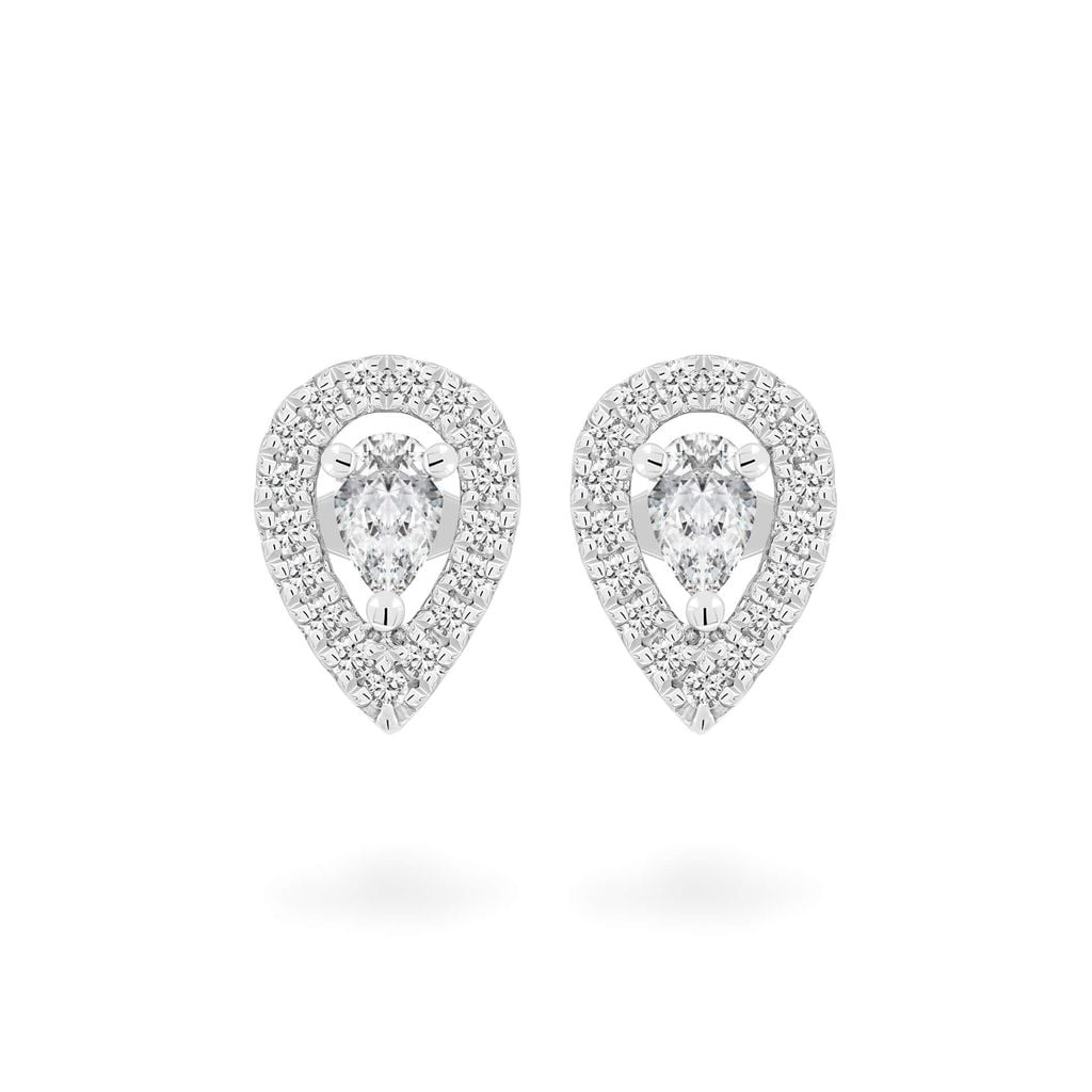 Hoa tai vàng trắng 14K gắn kim cương DOJI AFER700023F2DA1 