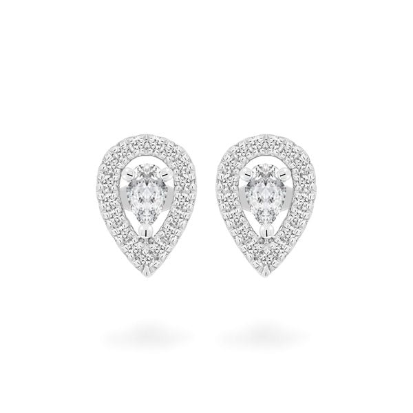 Hoa tai vàng trắng 14K gắn kim cương DOJI AFER700023F2DA1