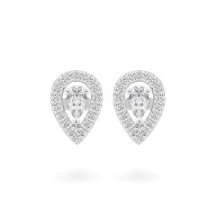 Hoa tai vàng trắng 14K gắn kim cương DOJI AFER700023F2DA1