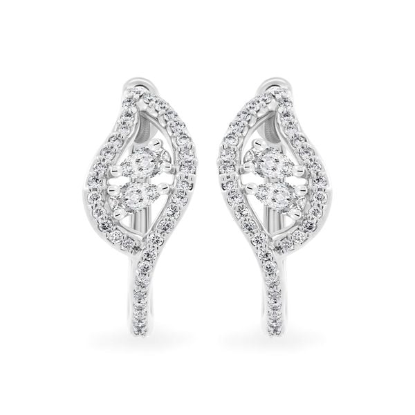 Hoa tai vàng trắng 14K gắn kim cương DOJI AFER700025F2DA1