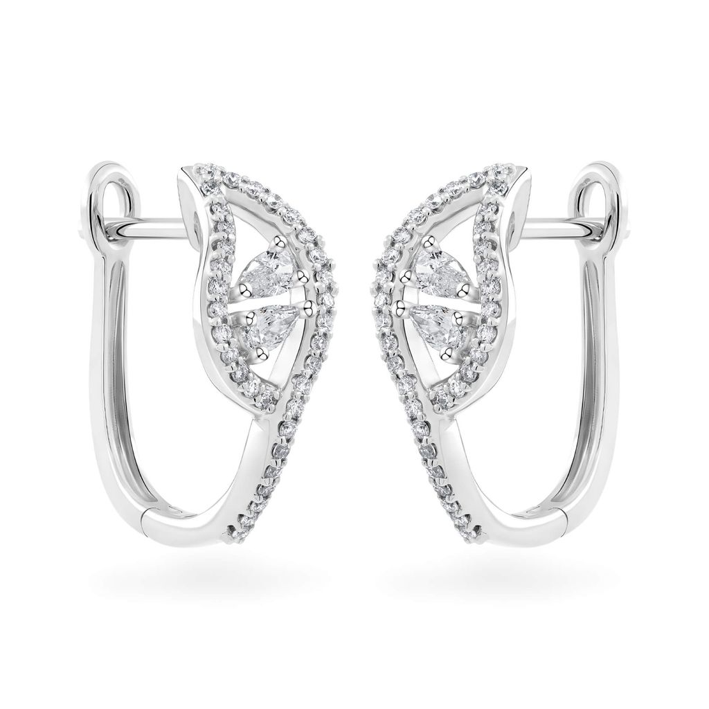Hoa tai vàng trắng 14K gắn kim cương DOJI AFER700025F2DA1 
