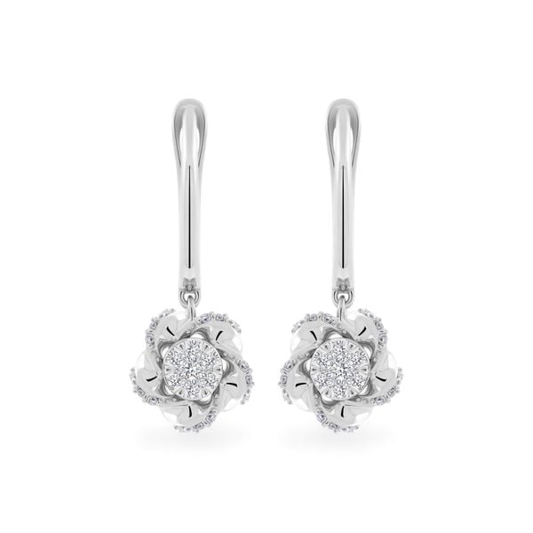 Hoa tai vàng trắng 14K gắn kim cương DOJI AFER700026F2DA1