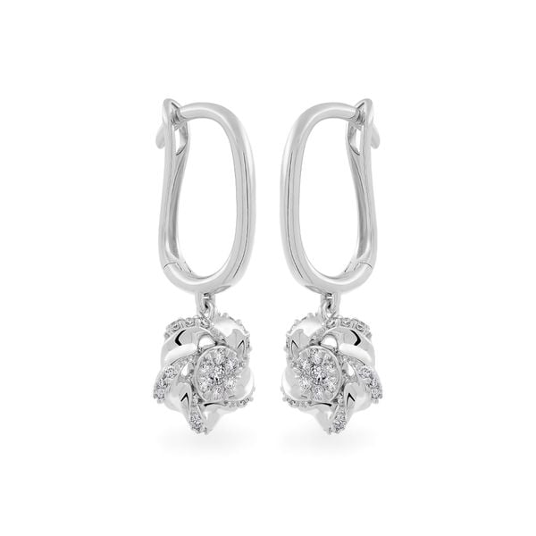 Hoa tai vàng trắng 14K gắn kim cương DOJI AFER700026F2DA1