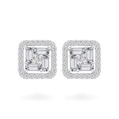 Hoa tai vàng trắng 14K gắn kim cương DOJI AFER700028F2DA1