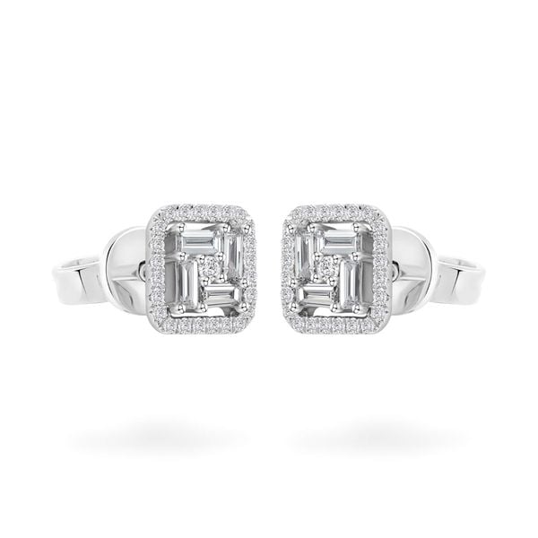 Hoa tai vàng trắng 14K gắn kim cương DOJI AFER700028F2DA1