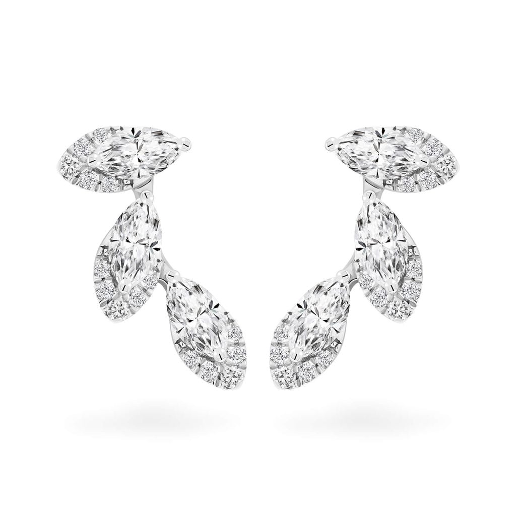 Hoa tai vàng trắng 14K gắn kim cương DOJI AFER700029F2DA1 