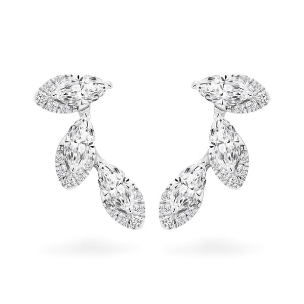 Hoa tai vàng trắng 14K gắn kim cương DOJI AFER700029F2DA1