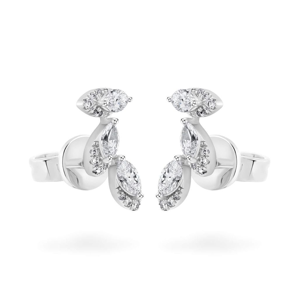 Hoa tai vàng trắng 14K gắn kim cương DOJI AFER700029F2DA1 