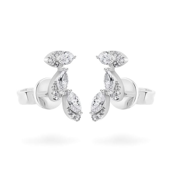 Hoa tai vàng trắng 14K gắn kim cương DOJI AFER700029F2DA1