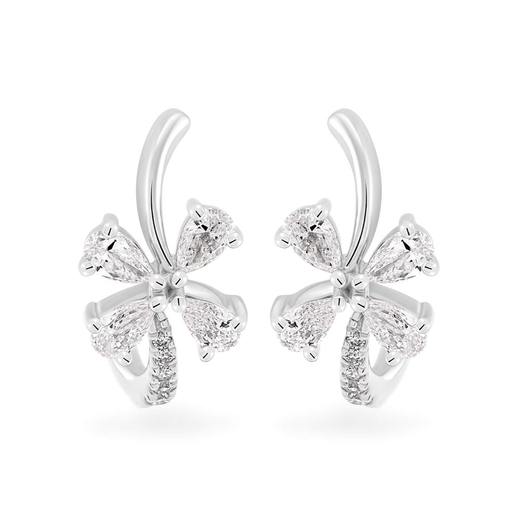 Hoa tai vàng trắng 14K gắn kim cương DOJI AFER700030F2DA1 