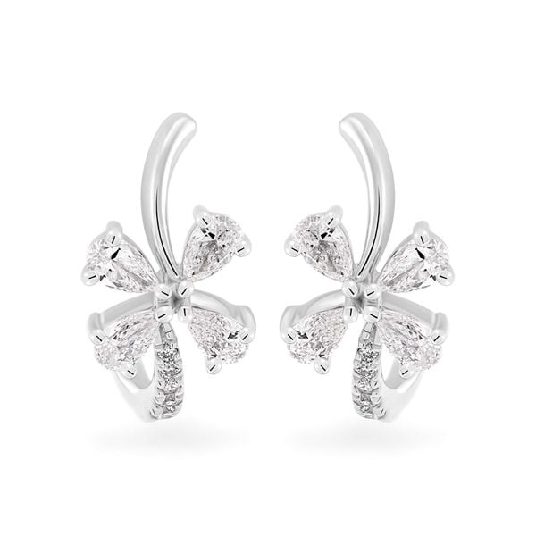 Hoa tai vàng trắng 14K gắn kim cương DOJI AFER700030F2DA1