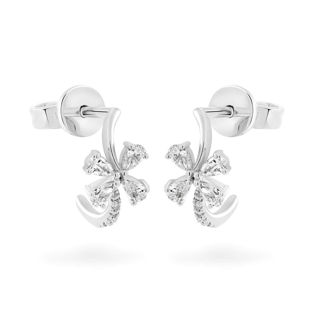 Hoa tai vàng trắng 14K gắn kim cương DOJI AFER700030F2DA1 