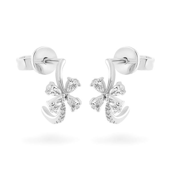 Hoa tai vàng trắng 14K gắn kim cương DOJI AFER700030F2DA1