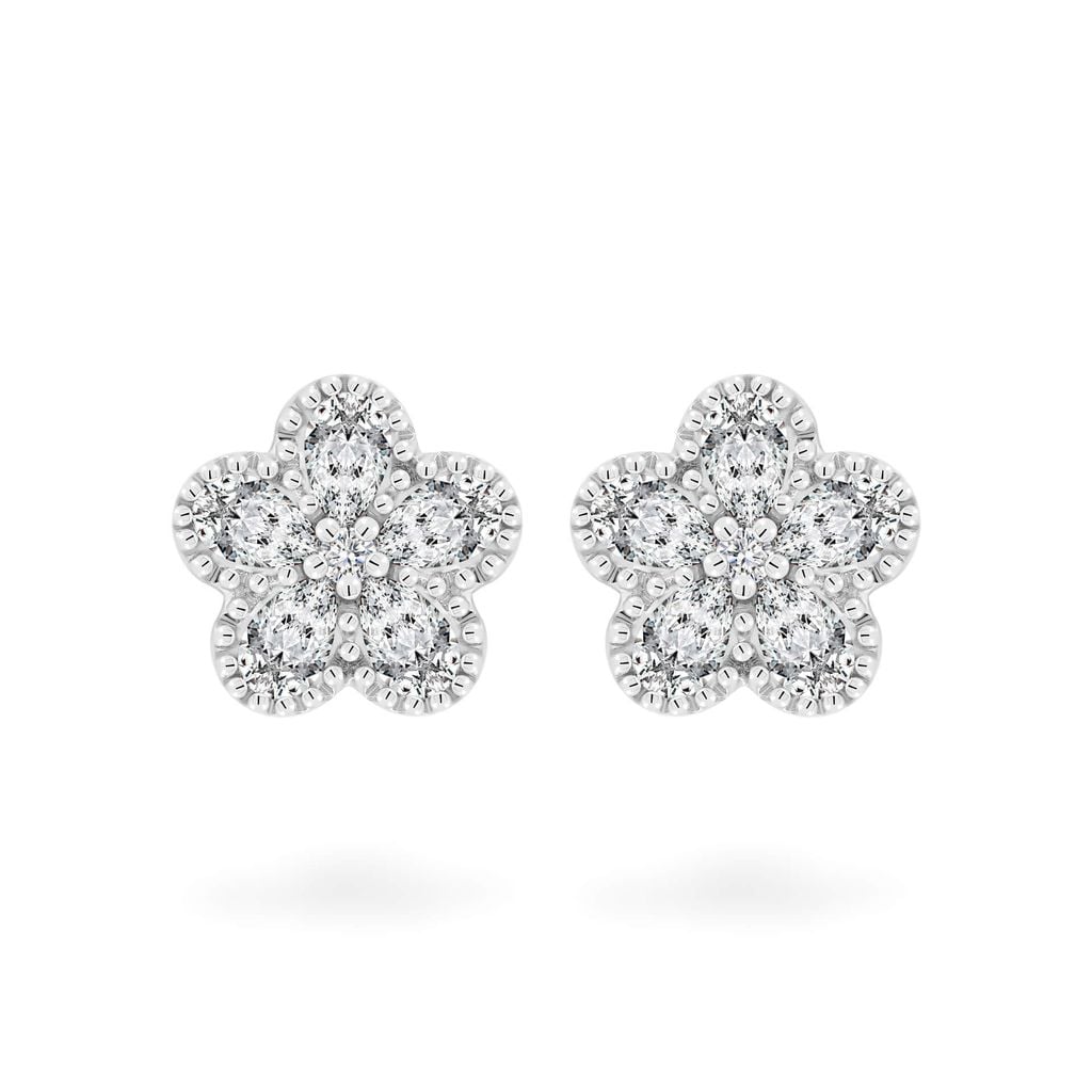 Hoa tai vàng trắng 14K gắn kim cương DOJI AFER700031F2DA1 