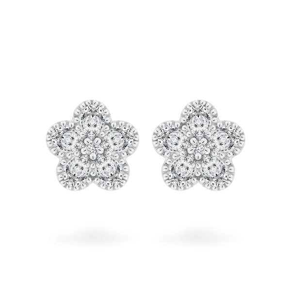 Hoa tai vàng trắng 14K gắn kim cương DOJI AFER700031F2DA1