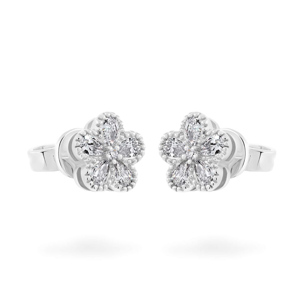 Hoa tai vàng trắng 14K gắn kim cương DOJI AFER700031F2DA1 