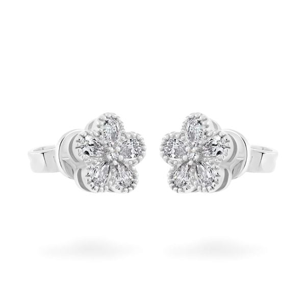 Hoa tai vàng trắng 14K gắn kim cương DOJI AFER700031F2DA1