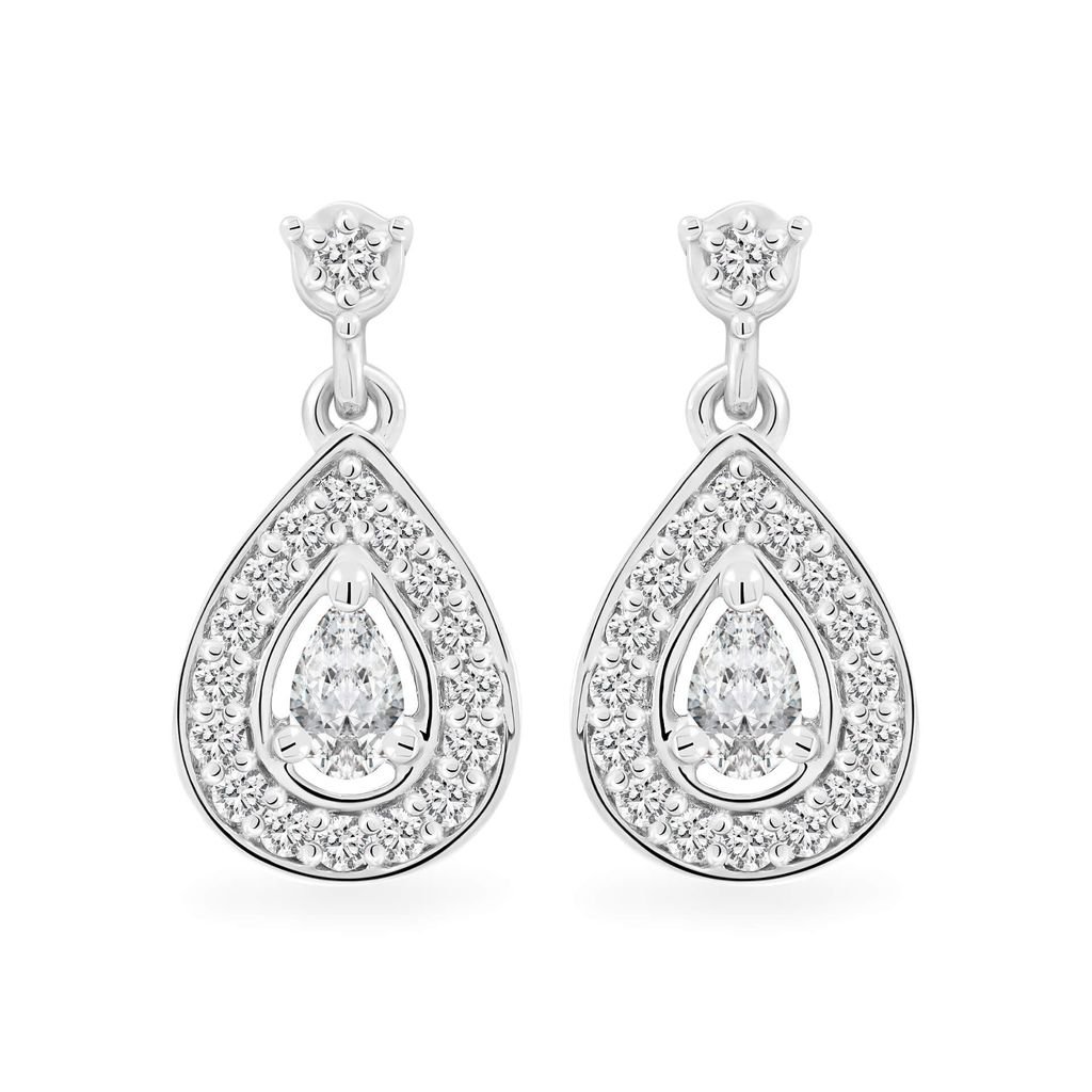 Hoa tai vàng trắng 14K gắn kim cương DOJI AFER700033F2DA1 