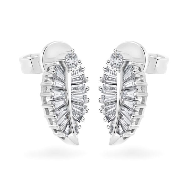 Hoa tai vàng trắng 14K gắn kim cương DOJI AFER700035F2DA1