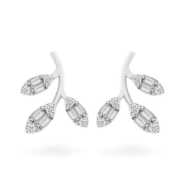 Hoa tai vàng trắng 14K gắn kim cương DOJI AFER700036F2DA1