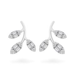 Hoa tai vàng trắng 14K gắn kim cương DOJI AFER700036F2DA1