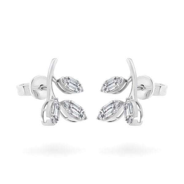 Hoa tai vàng trắng 14K gắn kim cương DOJI AFER700036F2DA1