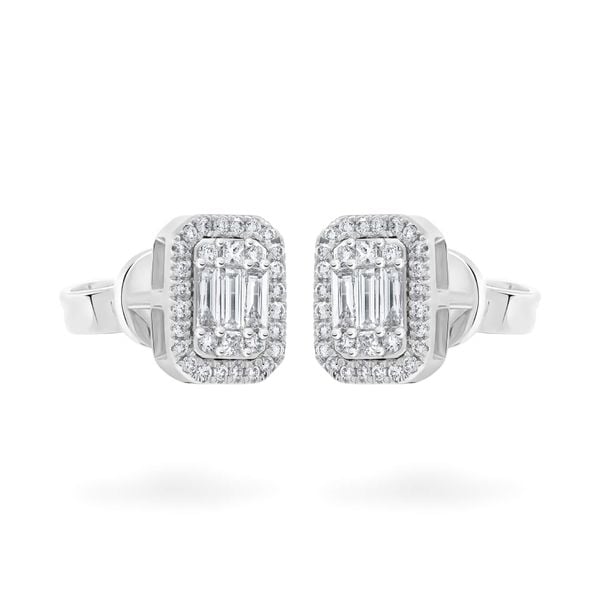 Hoa tai vàng trắng 14K gắn kim cương DOJI AFER700038F2DA1