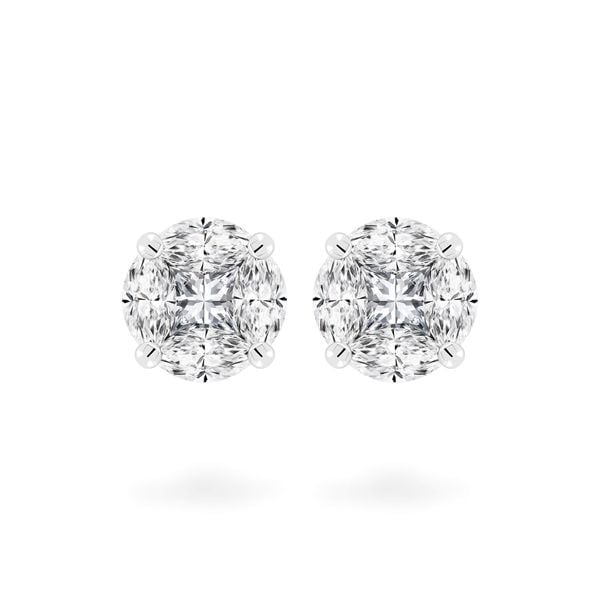 Hoa tai vàng trắng 14K gắn kim cương DOJI AFER700040F2DA1