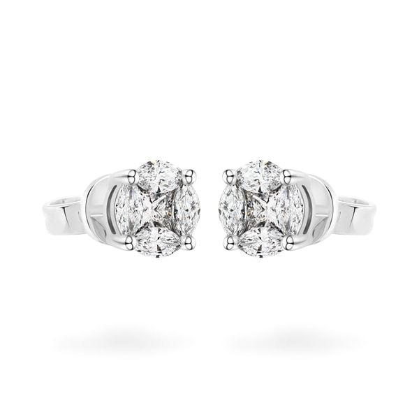 Hoa tai vàng trắng 14K gắn kim cương DOJI AFER700040F2DA1