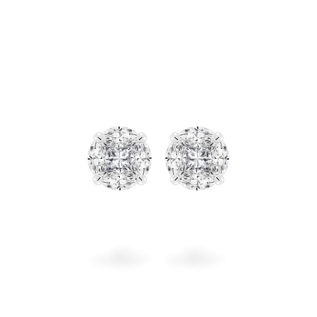 Hoa tai vàng trắng 14K gắn kim cương DOJI AFER700041F2DA1 