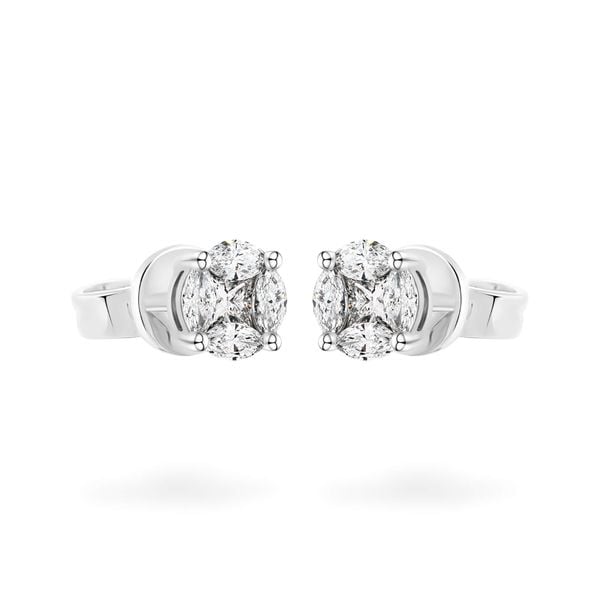 Hoa tai vàng trắng 14K gắn kim cương DOJI AFER700041F2DA1