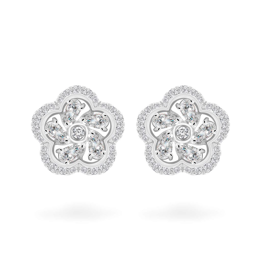 Hoa tai vàng trắng 14K gắn kim cương DOJI AFER700042F2DA1 