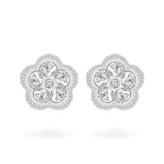 Hoa tai vàng trắng 14K gắn kim cương DOJI AFER700042F2DA1