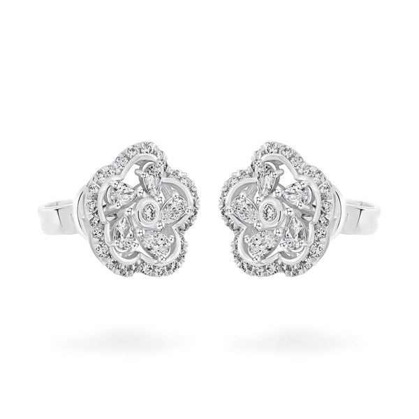 Hoa tai vàng trắng 14K gắn kim cương DOJI AFER700042F2DA1