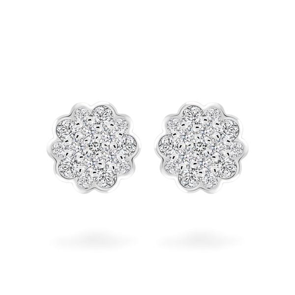 Hoa tai vàng trắng 14K gắn kim cương DOJI AFER700045F2DA1