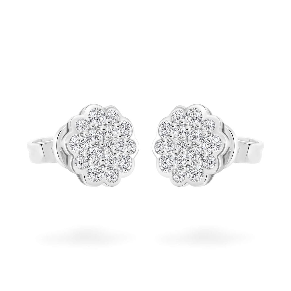 Hoa tai vàng trắng 14K gắn kim cương DOJI AFER700045F2DA1 