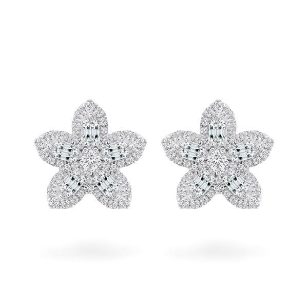 Hoa tai vàng trắng 14K gắn kim cương DOJI AFER700048F2DA1