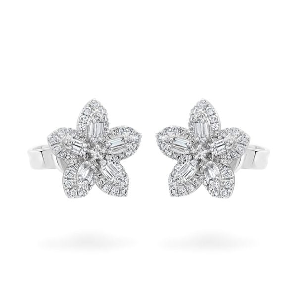 Hoa tai vàng trắng 14K gắn kim cương DOJI AFER700048F2DA1