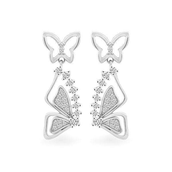 Hoa tai vàng trắng 14K gắn kim cương DOJI AFER800004F2DA1