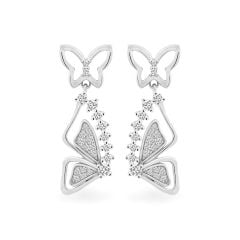 Hoa tai vàng trắng 14K gắn kim cương DOJI AFER800004F2DA1